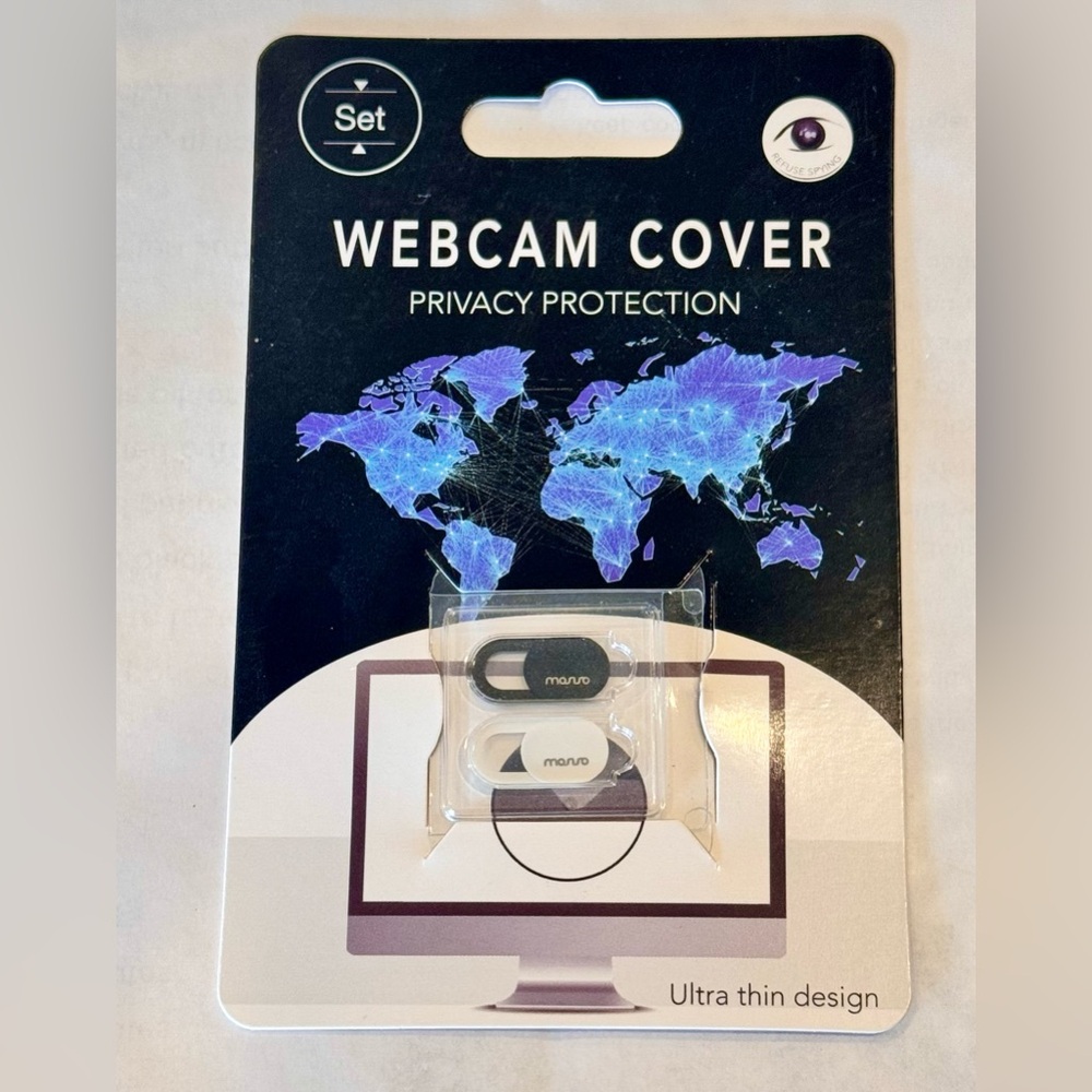 Webcam Cover Set of 2 Black & White Covers for Laptop Computer Privacy Security